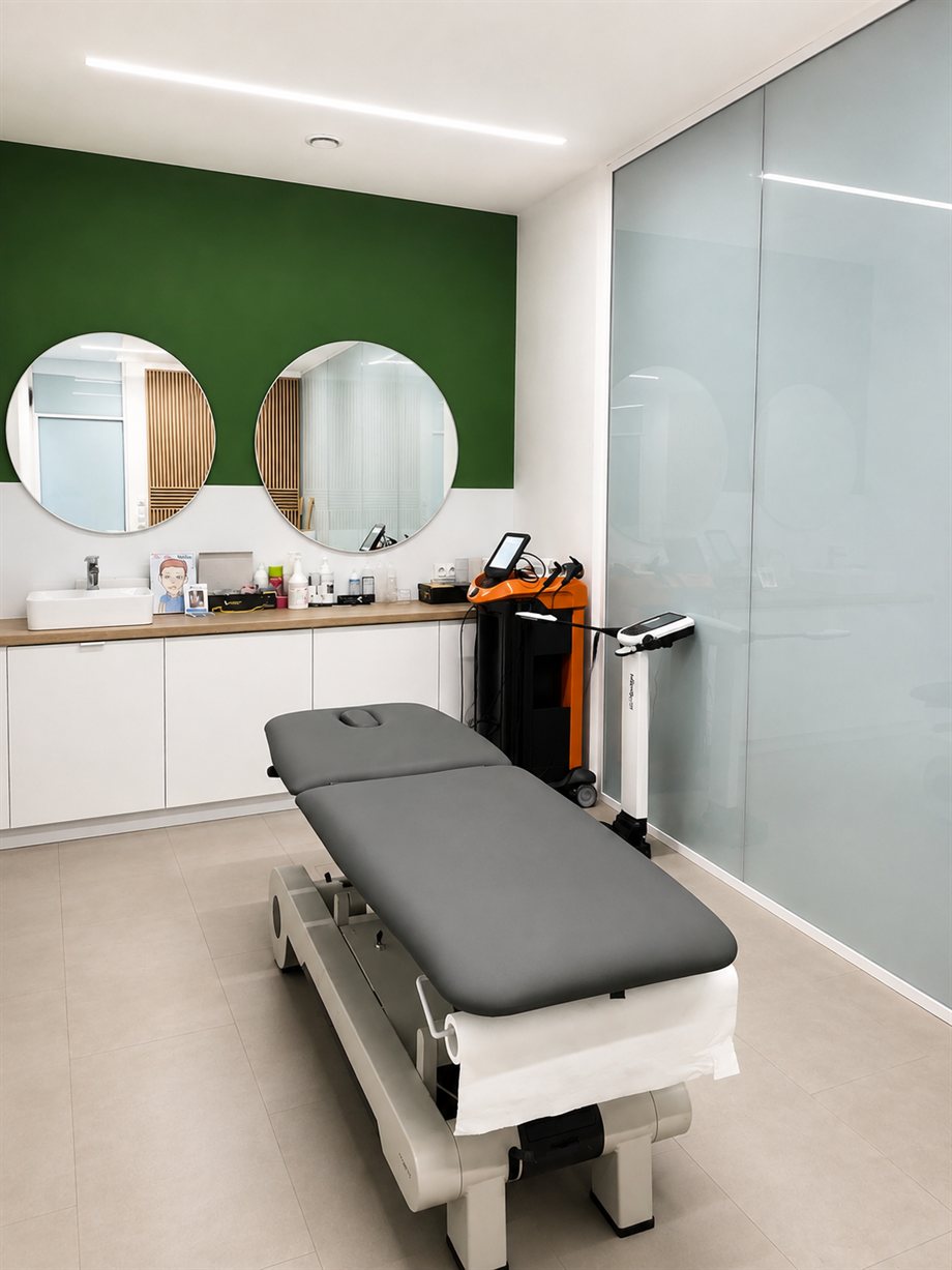 Wnętrze gabinetu Fizjoterapii i Osteopatii - kozetka terapeutyczna, Nowy Sącz